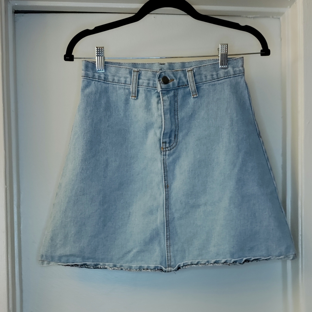 High-Waisted A-Line Denim Mini Skirt